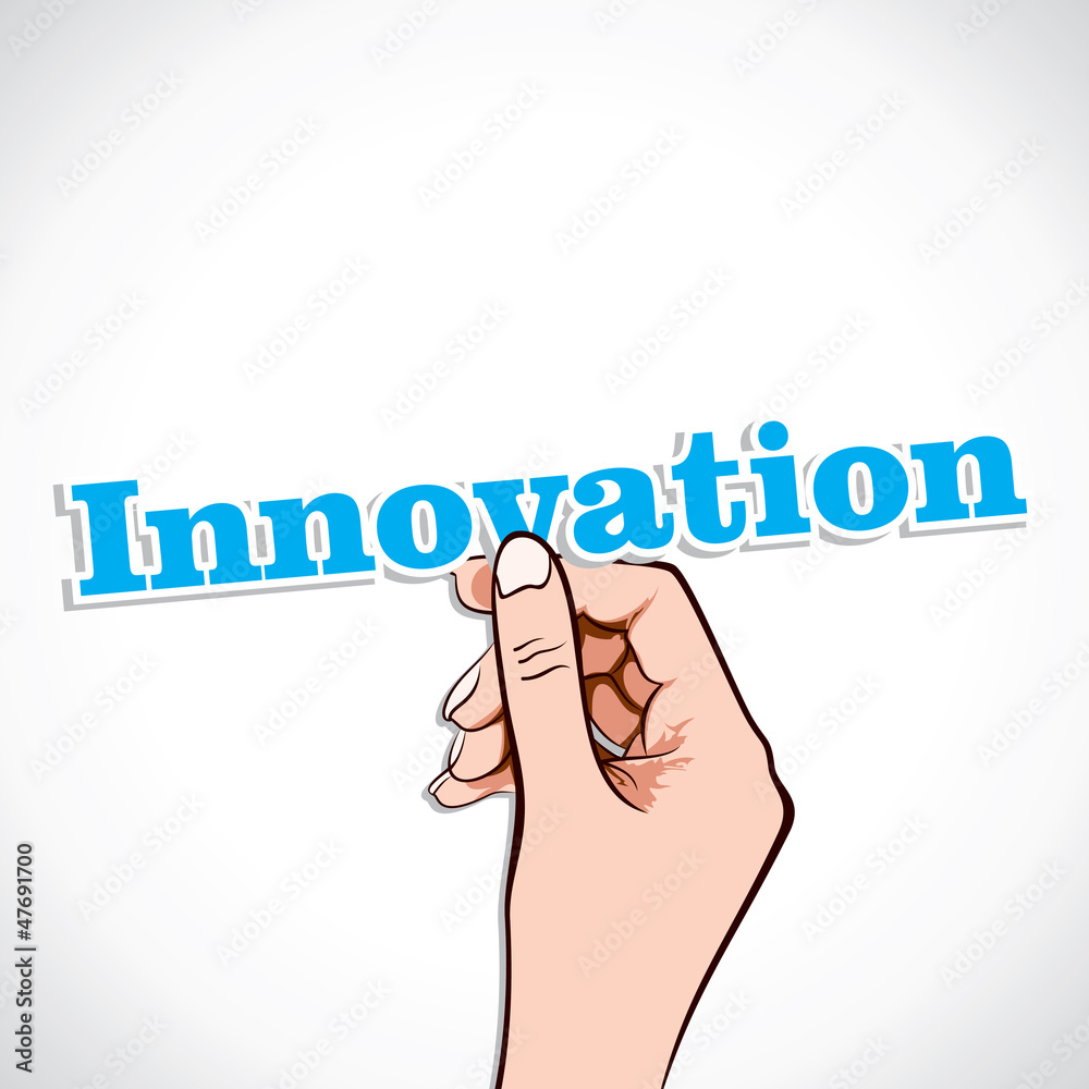 Innovation word in hand stock vector Innovation word in hand stock vector