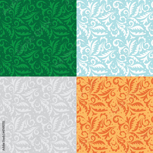 seamless curly floral texture - vector set