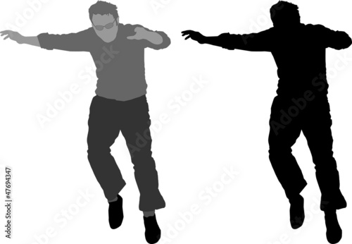 silhouette of the person in a jump
