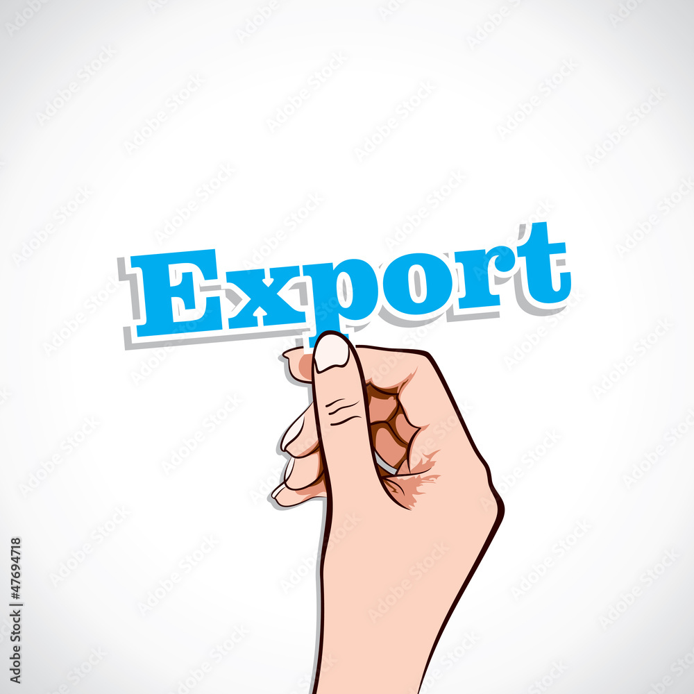 Export word in hand stock vector Export word in hand stock vector