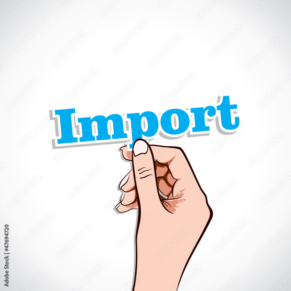 Import word in hand stock vector Import word in hand stock vector
