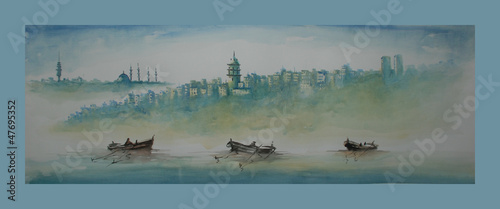 istanbul sulu boya tablo