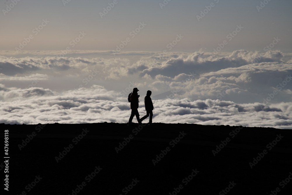 Haleakala volcano summit, over the clouds. Hawaii, Maui, USA