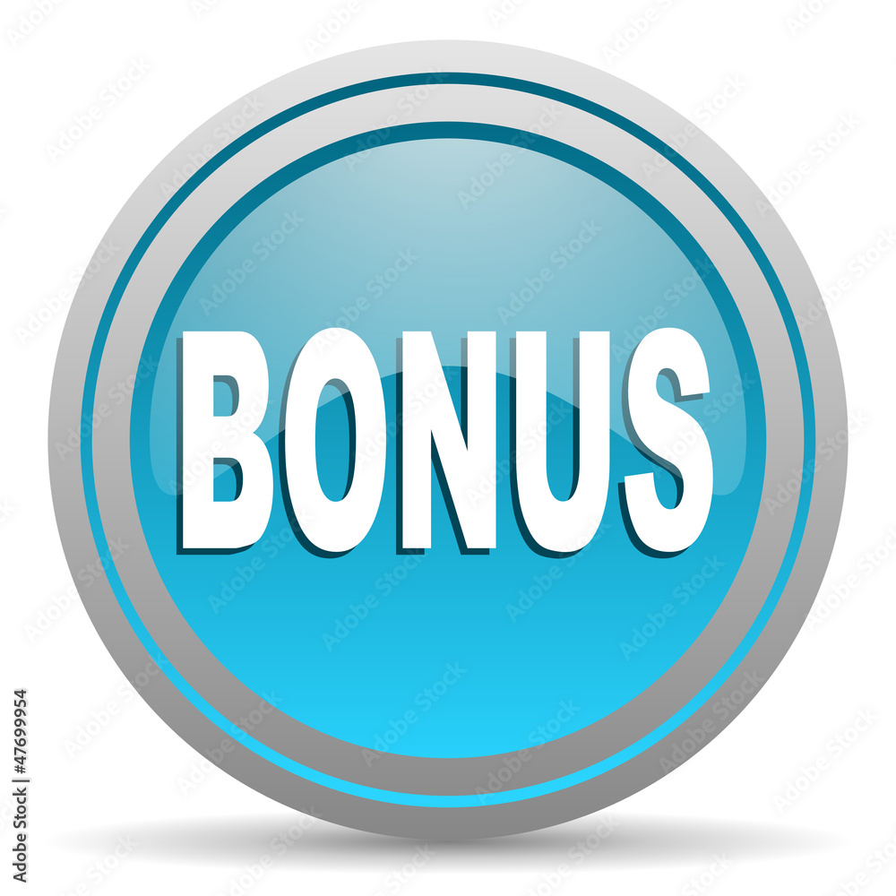 bonus blue glossy icon on white background bonus blue glossy icon on white background