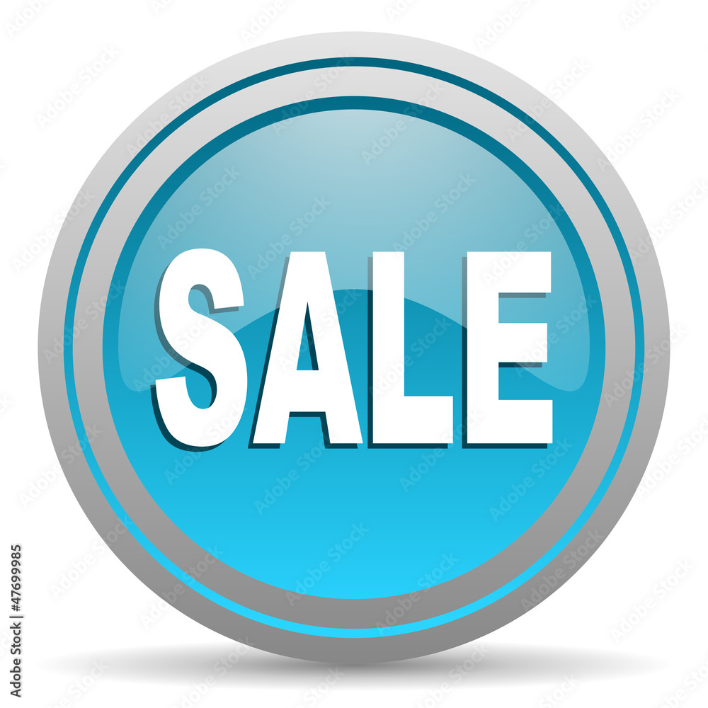 sale blue glossy icon on white background sale blue glossy icon on white background