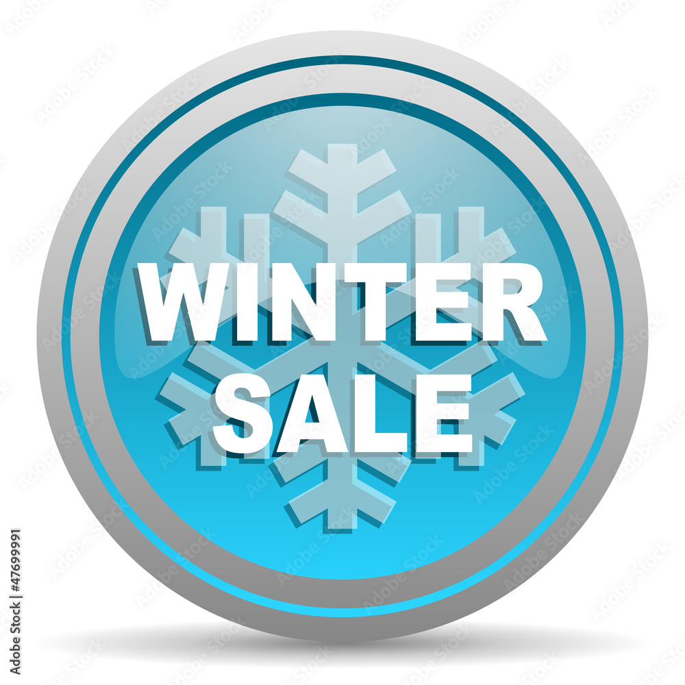 winter sale blue glossy icon on white background winter sale blue glossy icon on white background