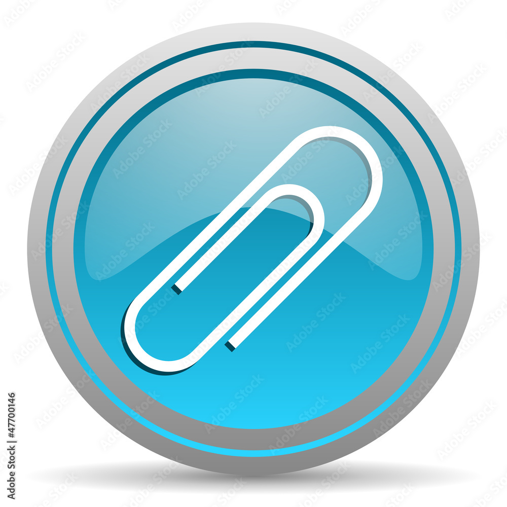 paper clip blue glossy icon on white background paper clip blue glossy icon on white background