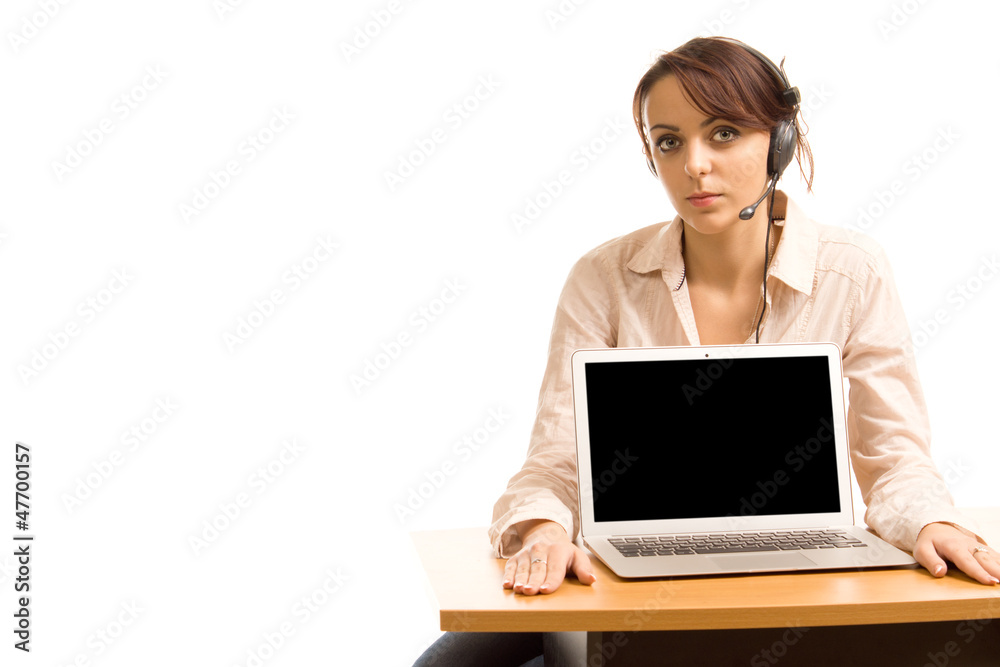 Call centre operator with blank screen Call centre operator with blank screen