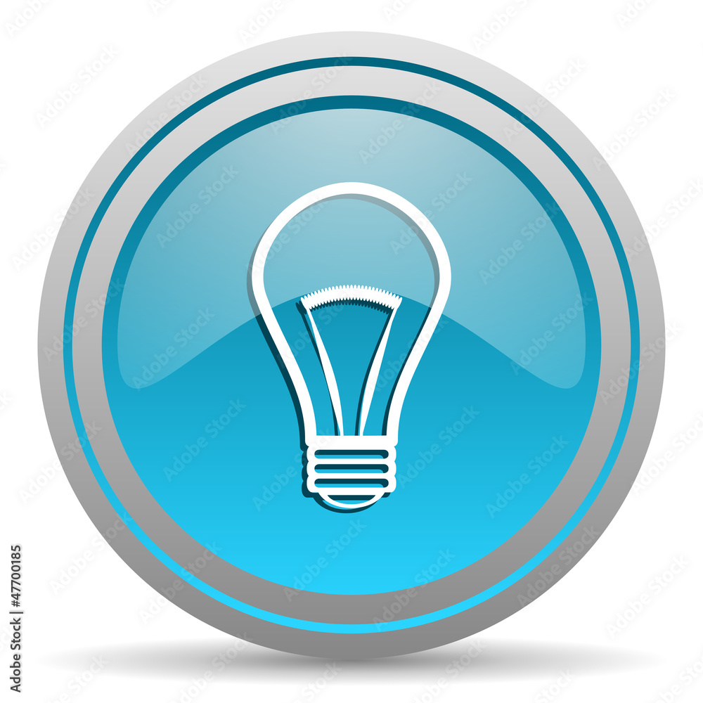 light bulb blue glossy icon on white background light bulb blue glossy icon on white background