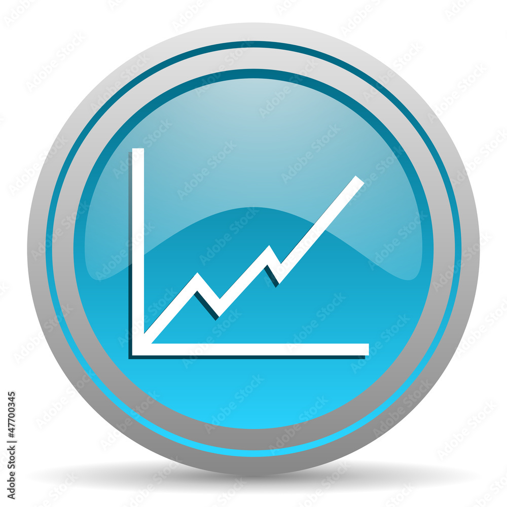 chart blue glossy icon on white background chart blue glossy icon on white background