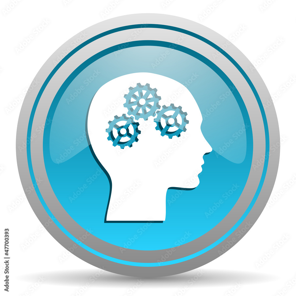 head blue glossy icon on white background head blue glossy icon on white background