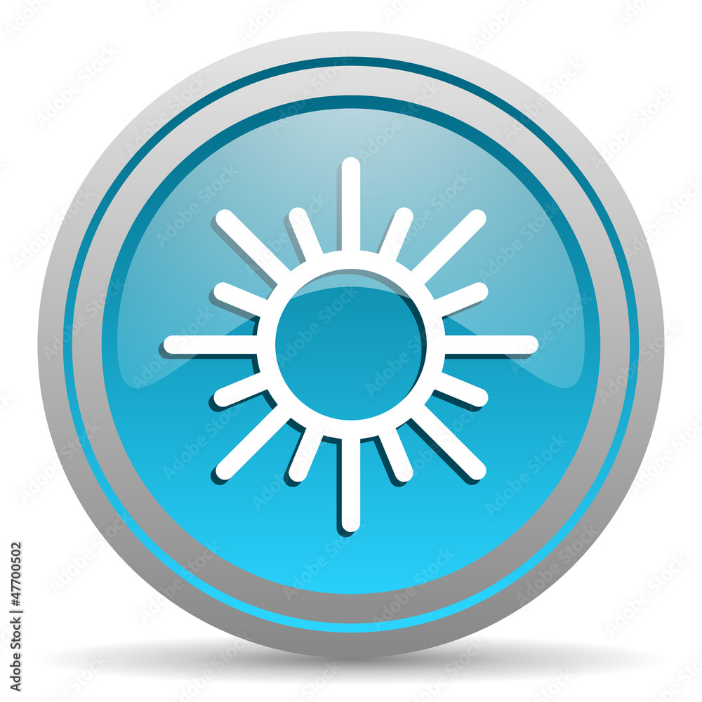 sun blue glossy icon on white background sun blue glossy icon on white background