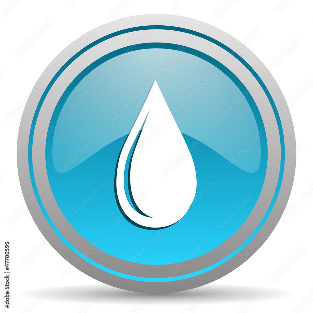 water drop blue glossy icon on white background water drop blue glossy icon on white background