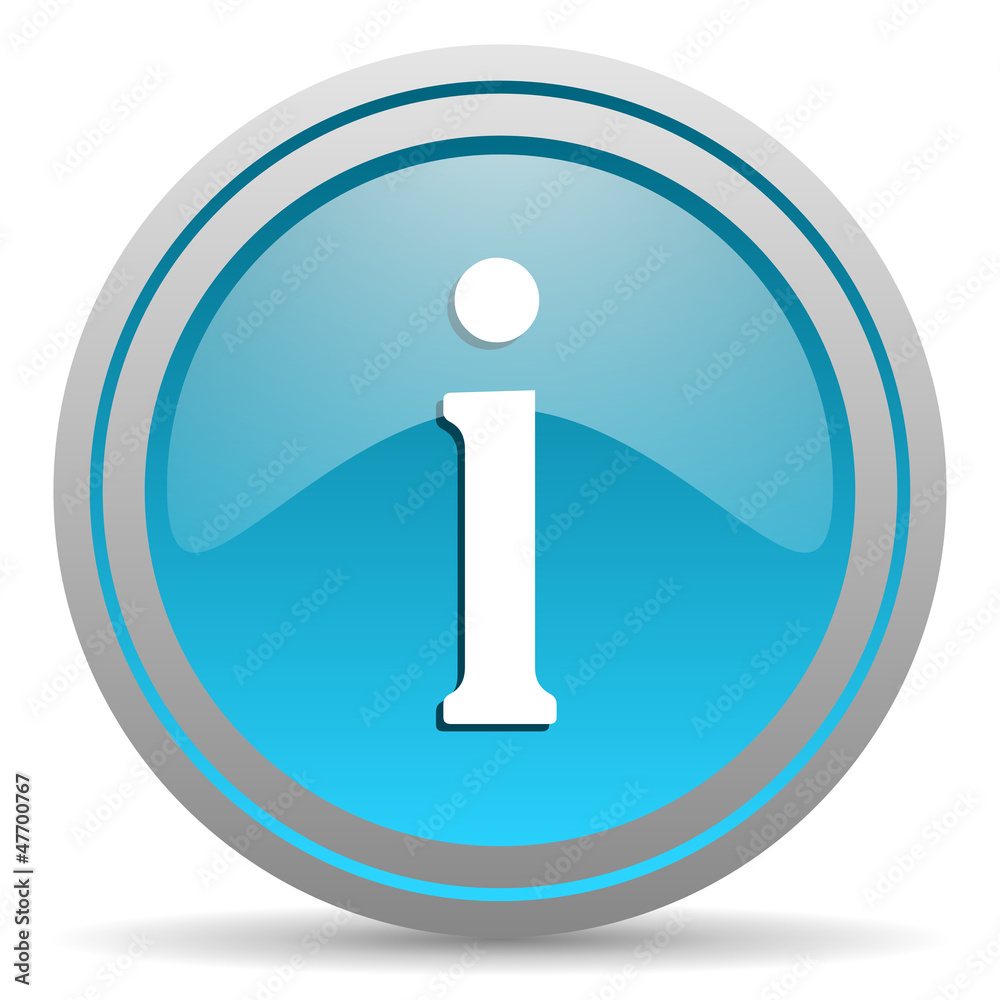 information blue glossy icon on white background information blue glossy icon on white background