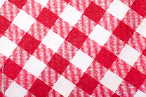 Red and white tablecloth