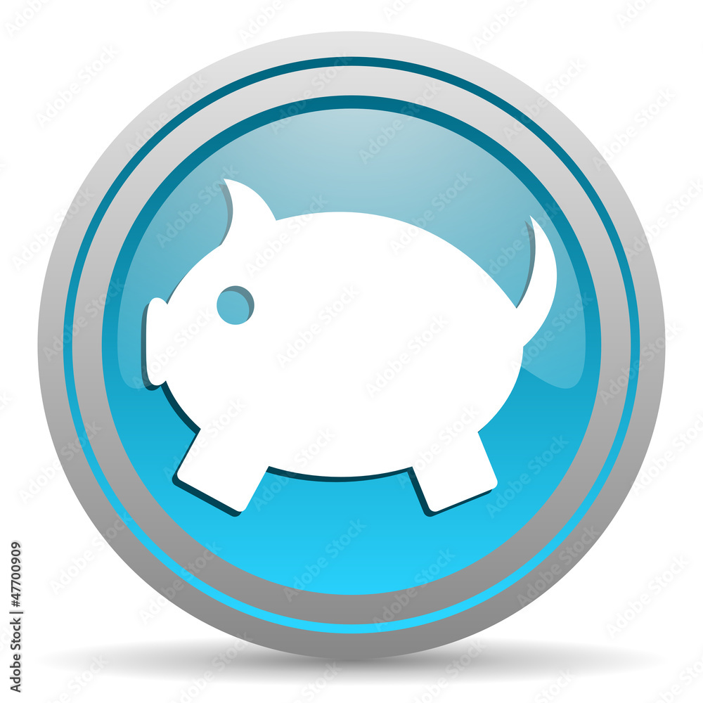 piggy bank blue glossy icon on white background piggy bank blue glossy icon on white background