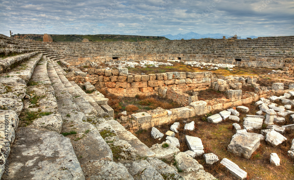 Ancient Olympic Roman stadium in Perge, HDR