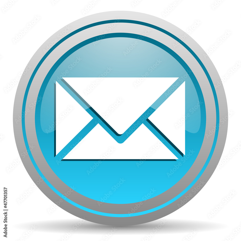 mail blue glossy icon on white background mail blue glossy icon on white background