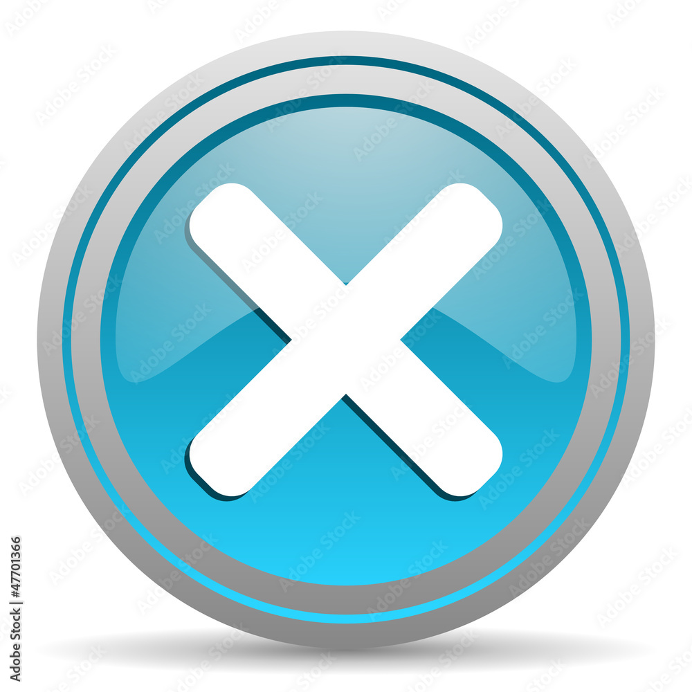 cancel blue glossy icon on white background