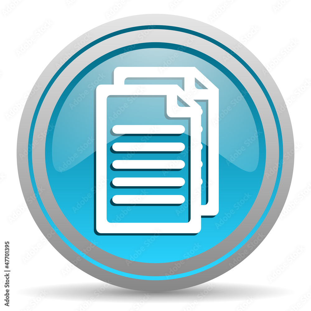 document blue glossy icon on white background document blue glossy icon on white background