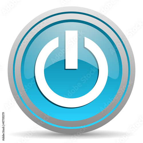 power blue glossy icon on white background