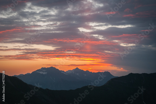 Sunset in Caucasian Mountains photo