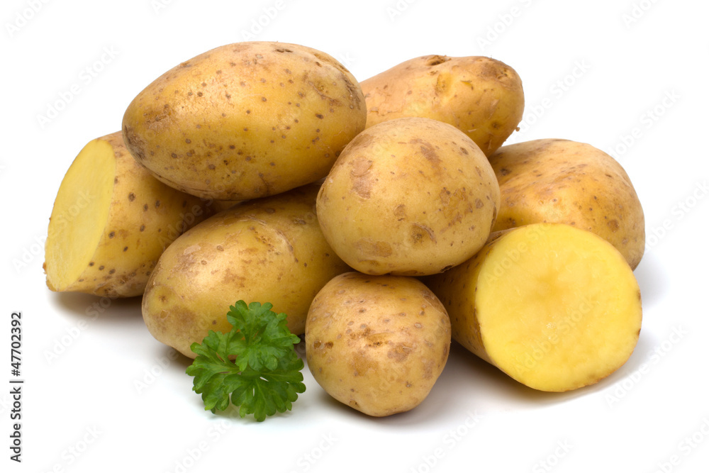 Potatoes isolated on white background.