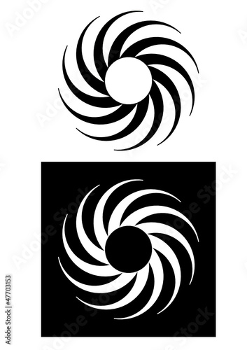 Abstract black and white spiral design