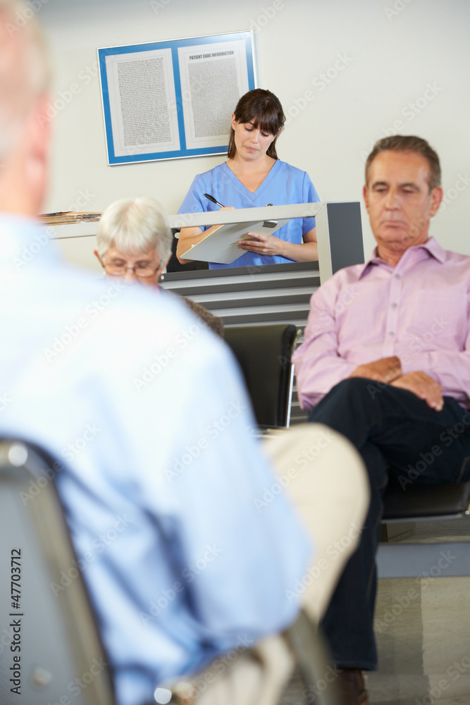 Obraz premium Patients In Doctor's Waiting Room