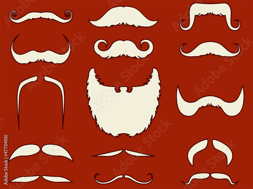 Christmas mustache set with red background. To see the other vector santa illustrations , please check Christmas collection.