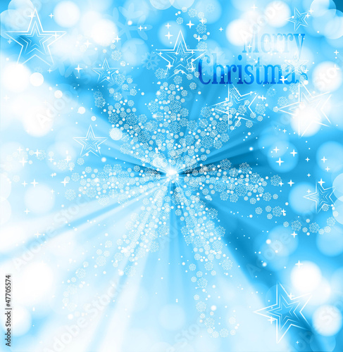 merry christmas snowflakes blue colorful background