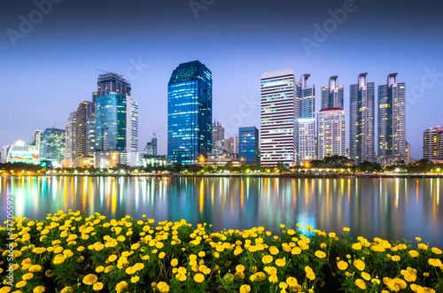Photography Commercial building in Bangkok twilight