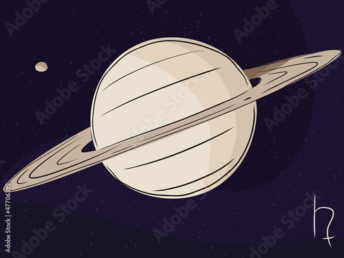 Saturn with Moon Titan