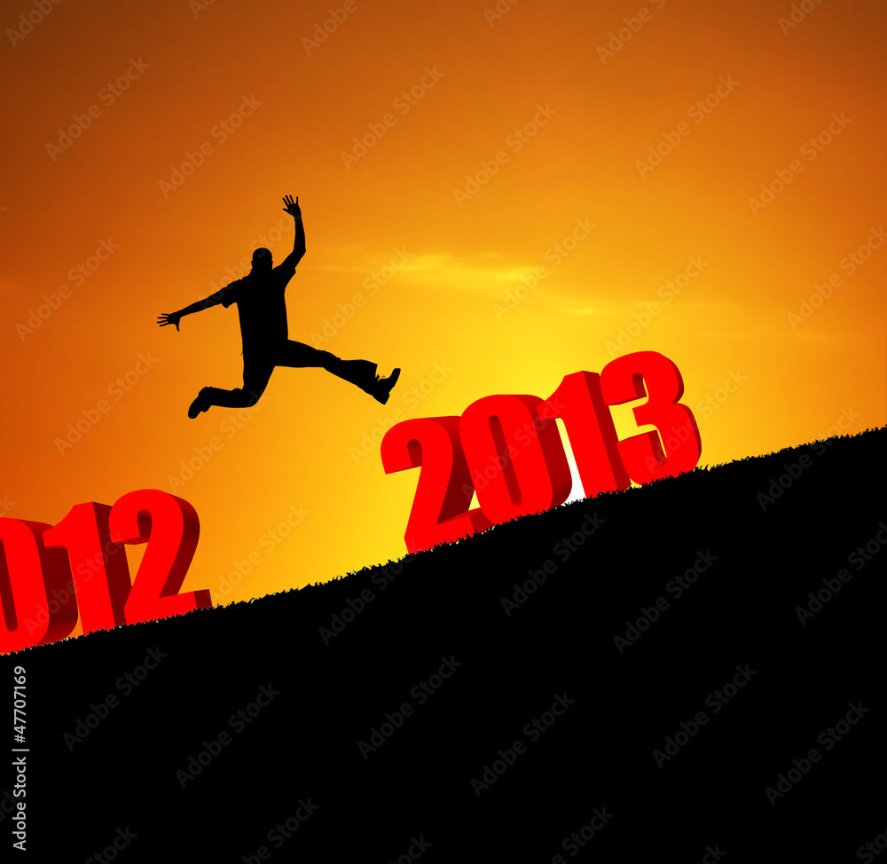 new year 2013 man jumping new year 2013 man jumping