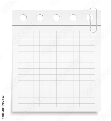 White paper note with clip