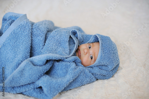 Baby in Blue Towel