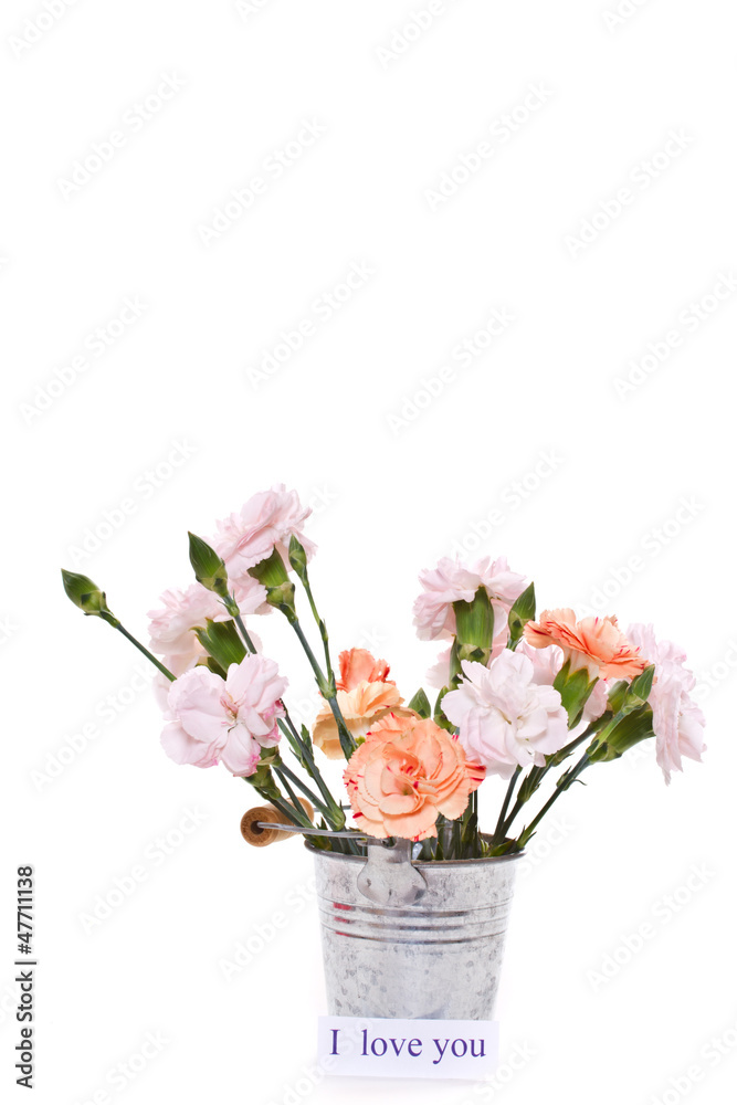 bouquet of carnations in a vase