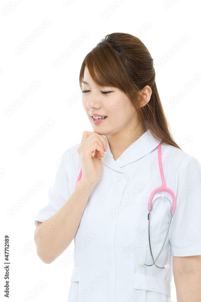 Beautiful asian nurse on white background Beautiful asian nurse on white background