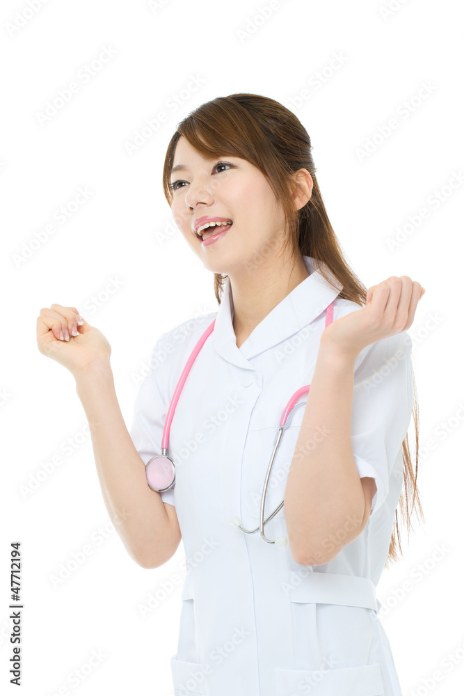 Beautiful asian nurse on white background Beautiful asian nurse on white background