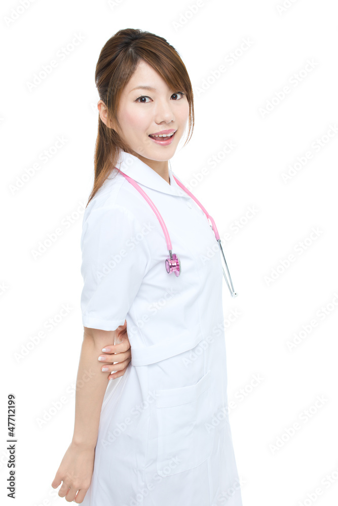 Beautiful asian nurse on white background Beautiful asian nurse on white background
