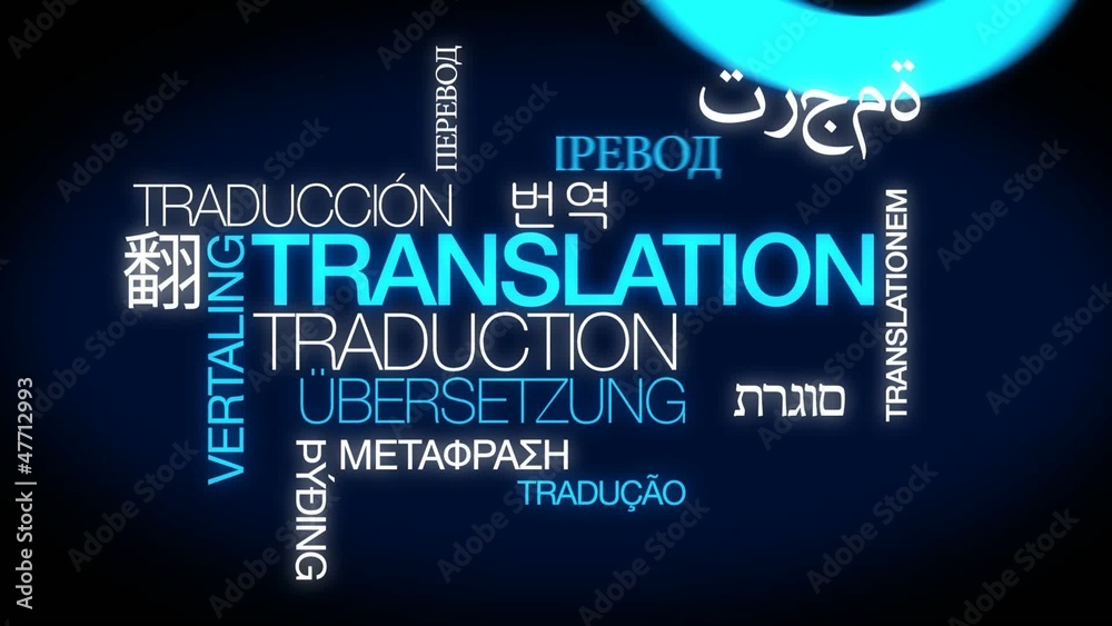 Translation services international word tag cloud animation