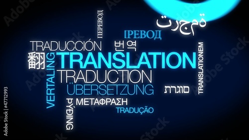Translation services international word tag cloud animation photo
