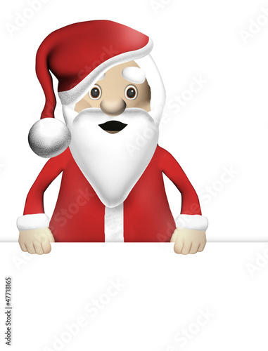 Weihnachtsmann hält Schild