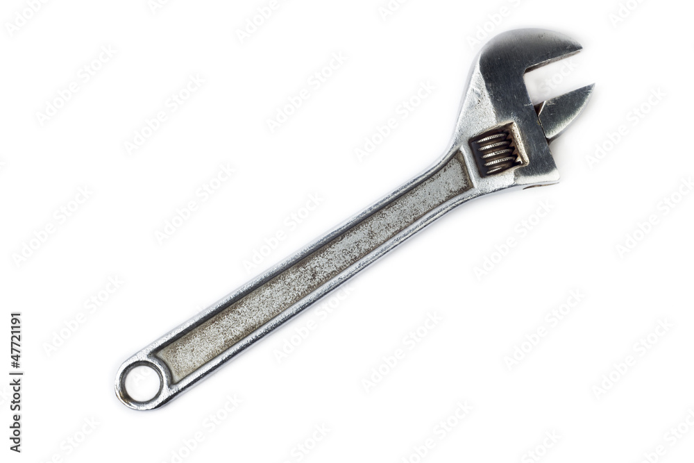 adjustable wrench on the white background