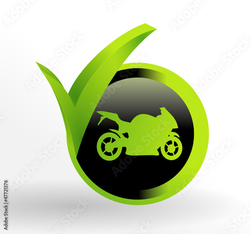 icône moto sur bouton vert et noir