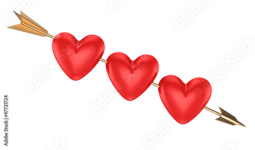 Three hearts on arrow