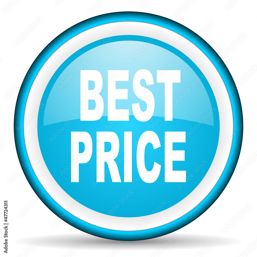 best price blue glossy icon on white background best price blue glossy icon on white background