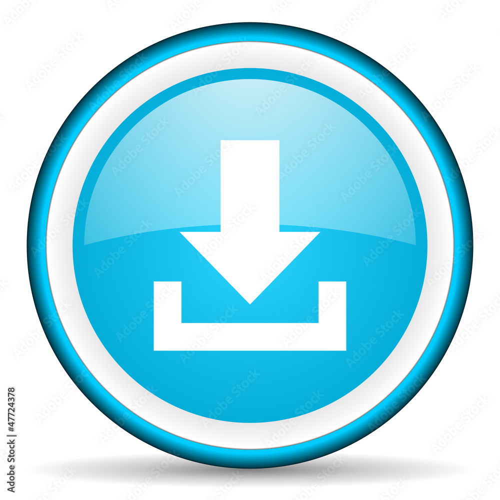 download blue glossy icon on white background download blue glossy icon on white background