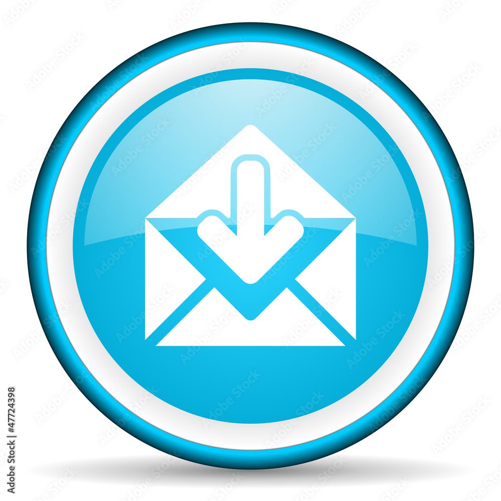 mail blue glossy icon on white background mail blue glossy icon on white background