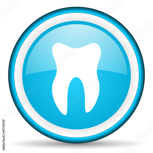 tooth blue glossy icon on white background